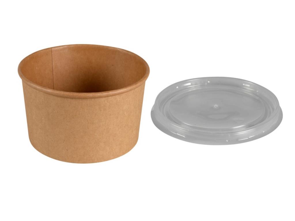 Kraft Paper Bowls / 12cm/ 570ml/Lid/50Pc