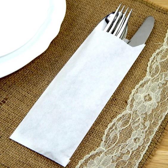 Cutlery Pocket / 23x8cm /White+P/ 1000Pc
