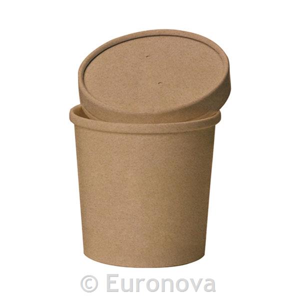 Kraft Paper Cup / 11.5cm /600ml/Lid/25Pc
