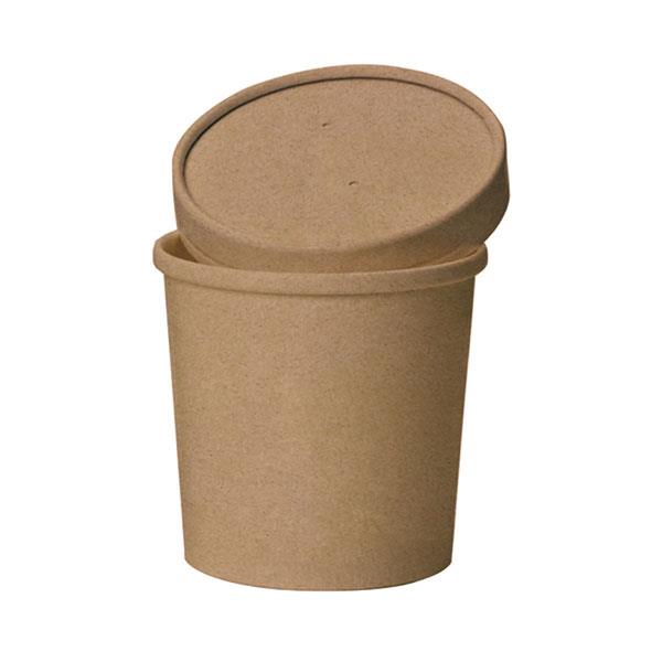 Kraft Paper Cup / 11.5cm /600ml/Lid/25Pc