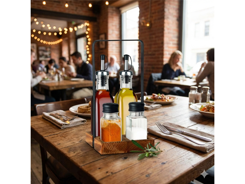 Seasoning set / four-piece / wooden