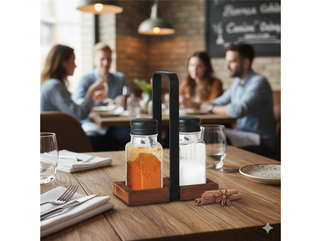 Seasoning set / two-piece / wooden