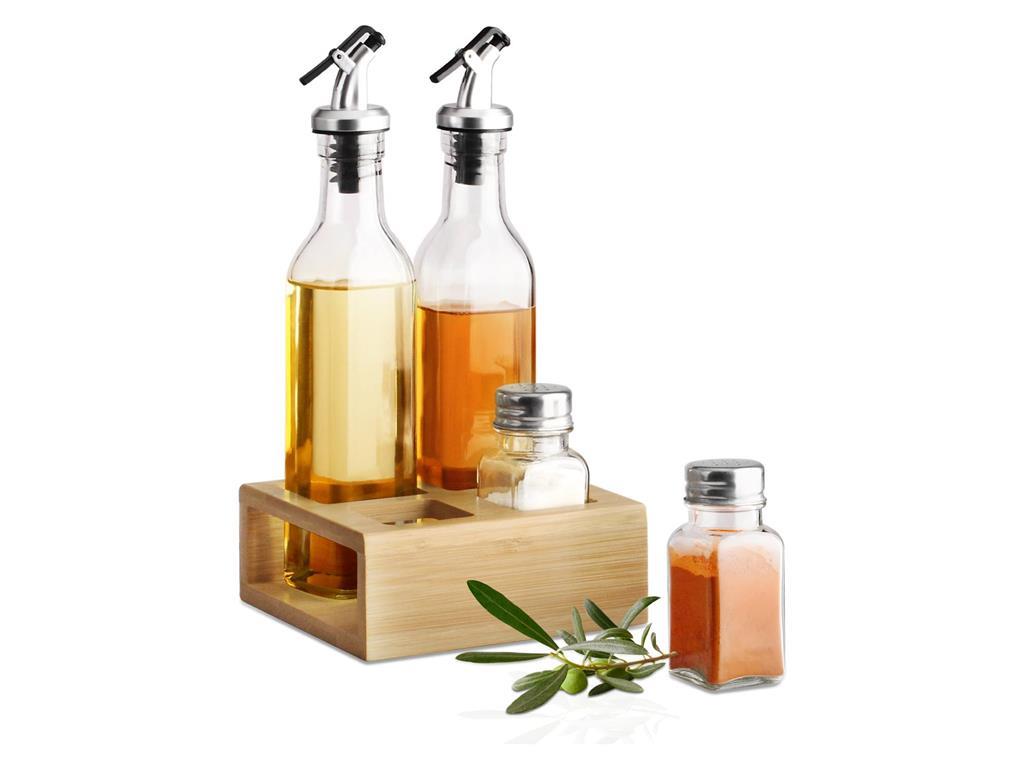 Seasoning set / four-piece / wooden