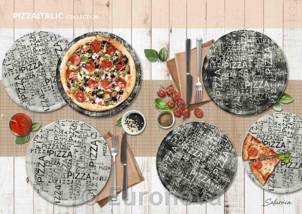 Pizza Plate Napoli / 33cm / W&B / 6 pcs