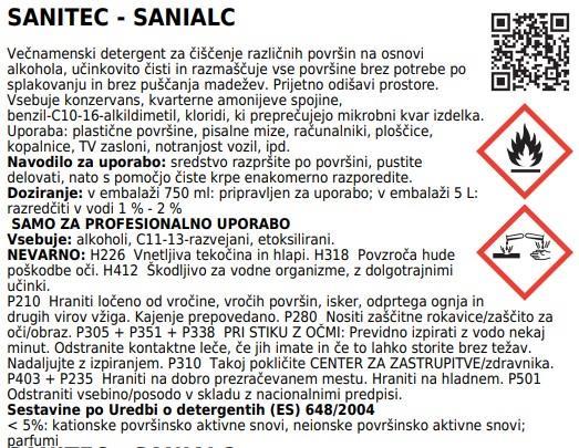Sanialc /750ml/ Alcohol Surface Cleaner