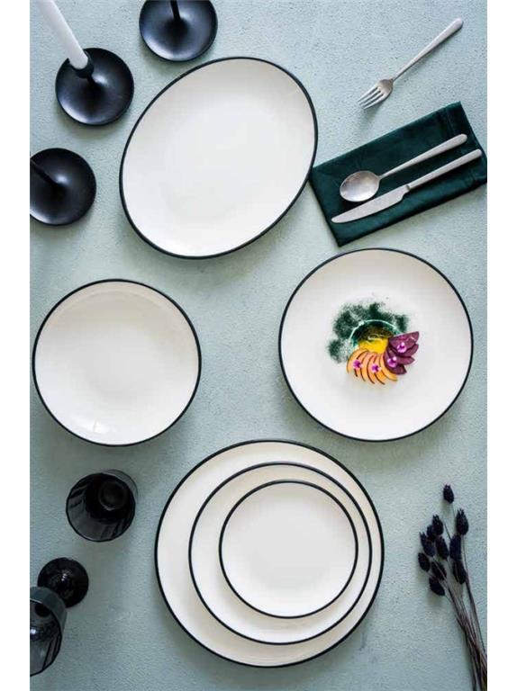 Linea Black Deep Plate / 24cm / 6pcs