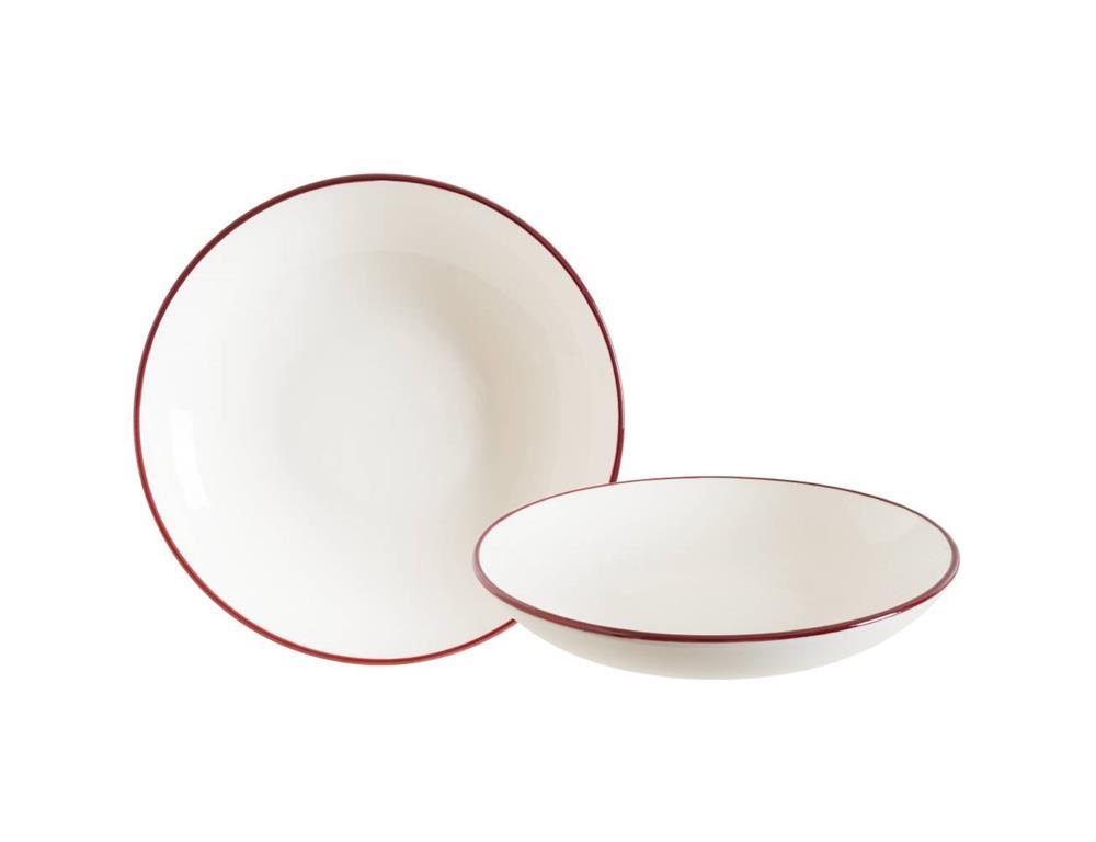 Linea Burgundy Deep Plate / 23cm / 6pcs