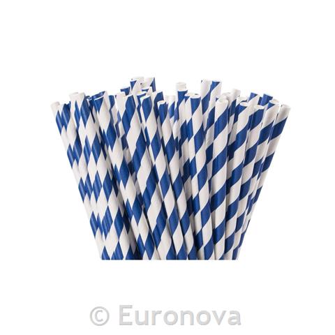 Paper Straws / 6x200mm /Blue-White/500Pc