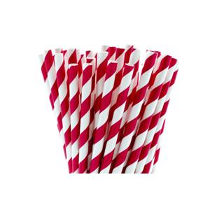 Paper Straws / 6x200mm /Red-White/500pcs